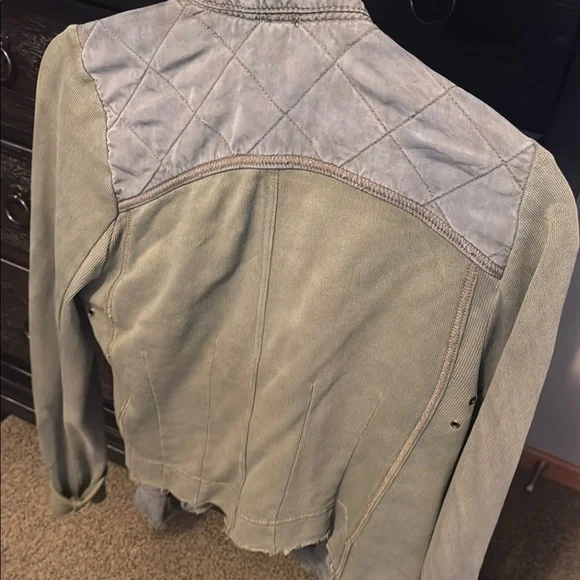 Free People Olive Green Moto Women's Jacket - Picture 6 of 7